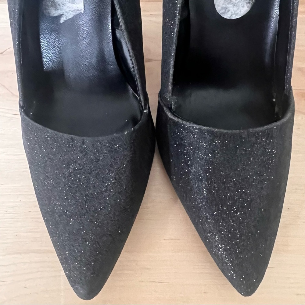 GUESS Black Glitter Sparkle Pumps Women’s 9 Cocktail Party Holiday 4” Heels - Picture 2 of 8